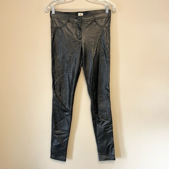 Aritzia Wilfred Faux Leather Skinny Black Pants size 4 - Picture 3 of 7